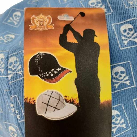 Haina Skull Hat 7 1/2 New With Tags - Blue - Picture 4 of 7